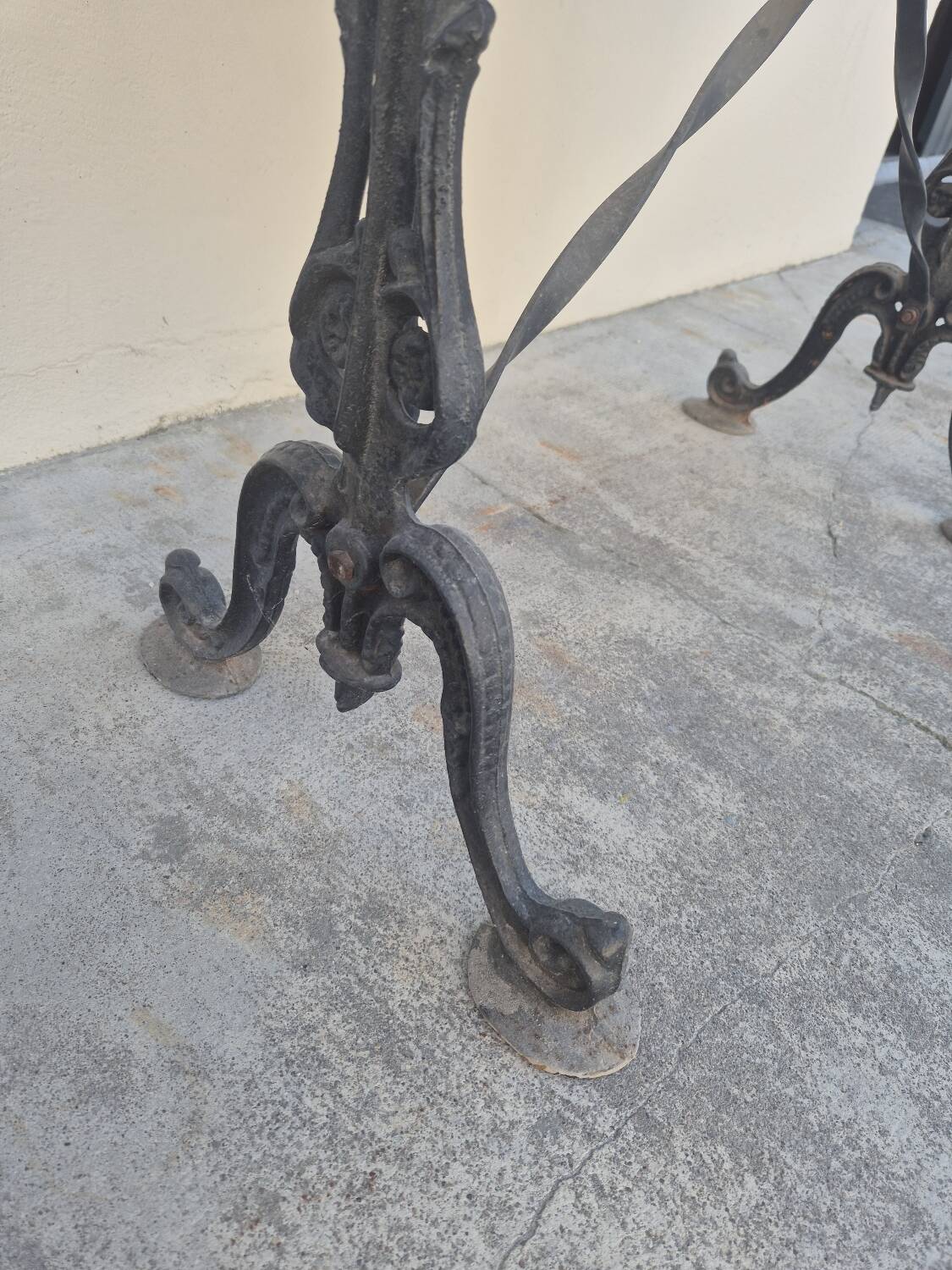 Antique cast iron and marble bistro restaurant table