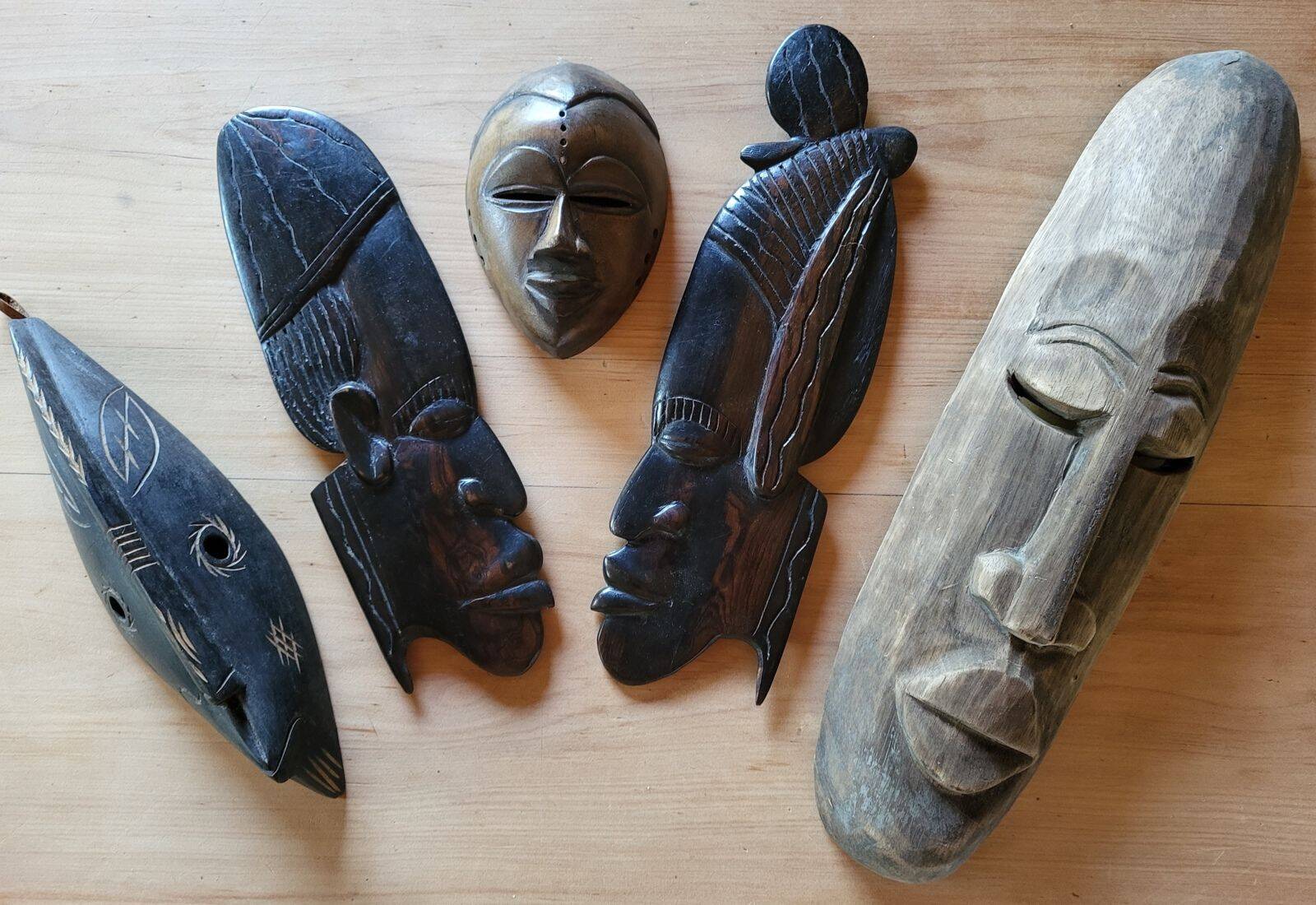 Set of 5 vintage African masks