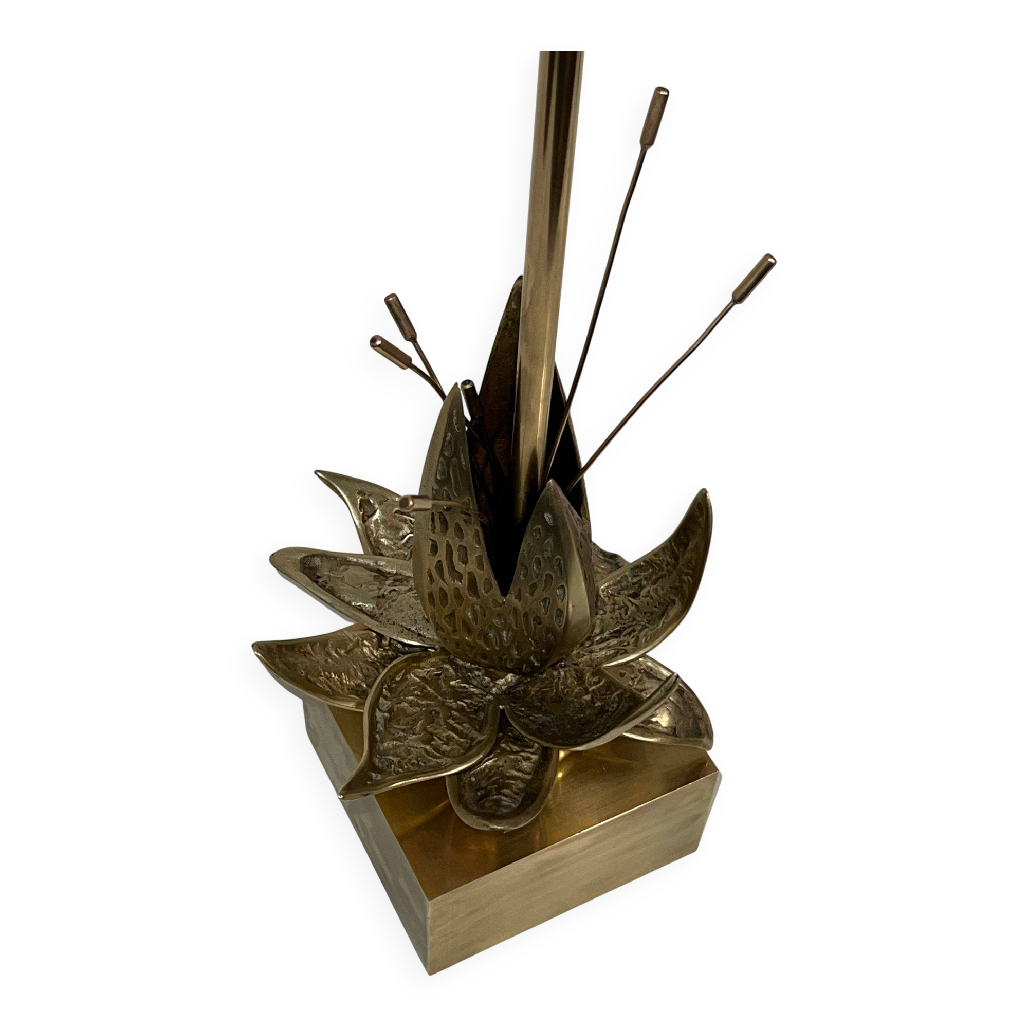 Bronze and brass water lily lamp attributed to Maison Charles. Circa 1970.