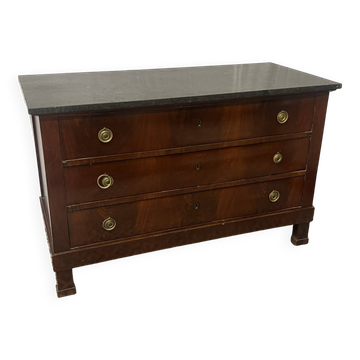 Empire chest of drawers, early 19th century period in mahogany veneer