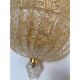 Set of Two Transparent and Gold Graniglia “Leaf” Murano Glass Wall Sconces