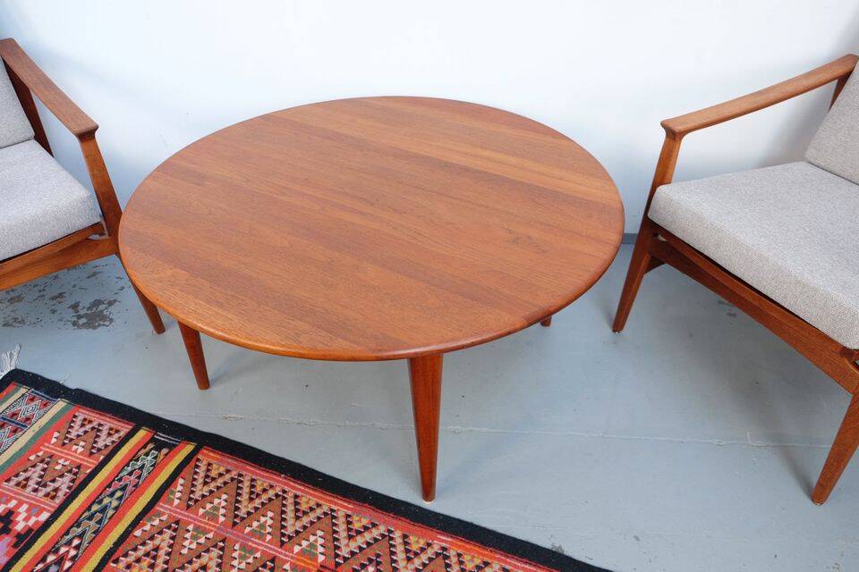 Table basse vintage Wikkelso en teck, années 60-70.