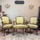 Mercer brothers set of three walnut armchairs in louis xv style xix