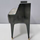 Pair of Dark Green Wooden Nightstands in 1950s Style with a Decorated Top,