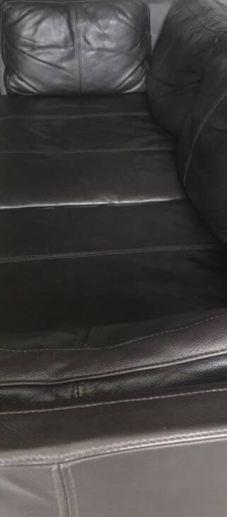 Black leather sofa