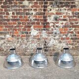 3 vintage industrial pendant lights, old workshop lighting fixtures