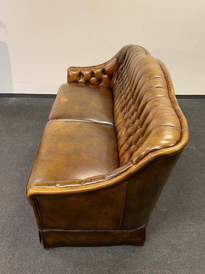 Vintage 3 seater leather chesterfield sofa