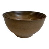 Large Longchamp glazed stoneware salad bowl, dating from the 1970s, in brown tones
