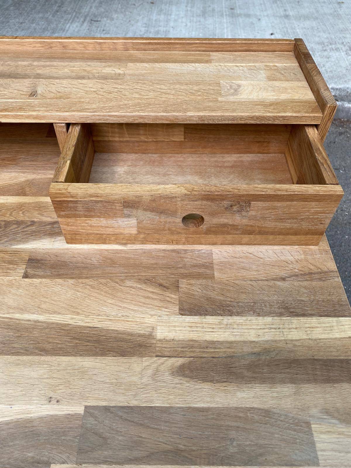 Scandinavian desk in solid oak and black metal 105cm