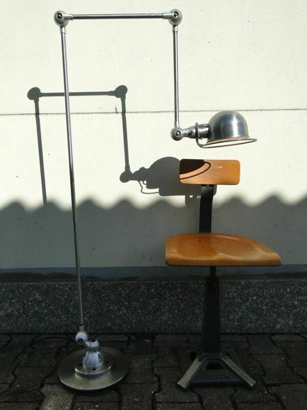 Lampadaire jielde brossée 3 bras de jean louis domecq france 1960