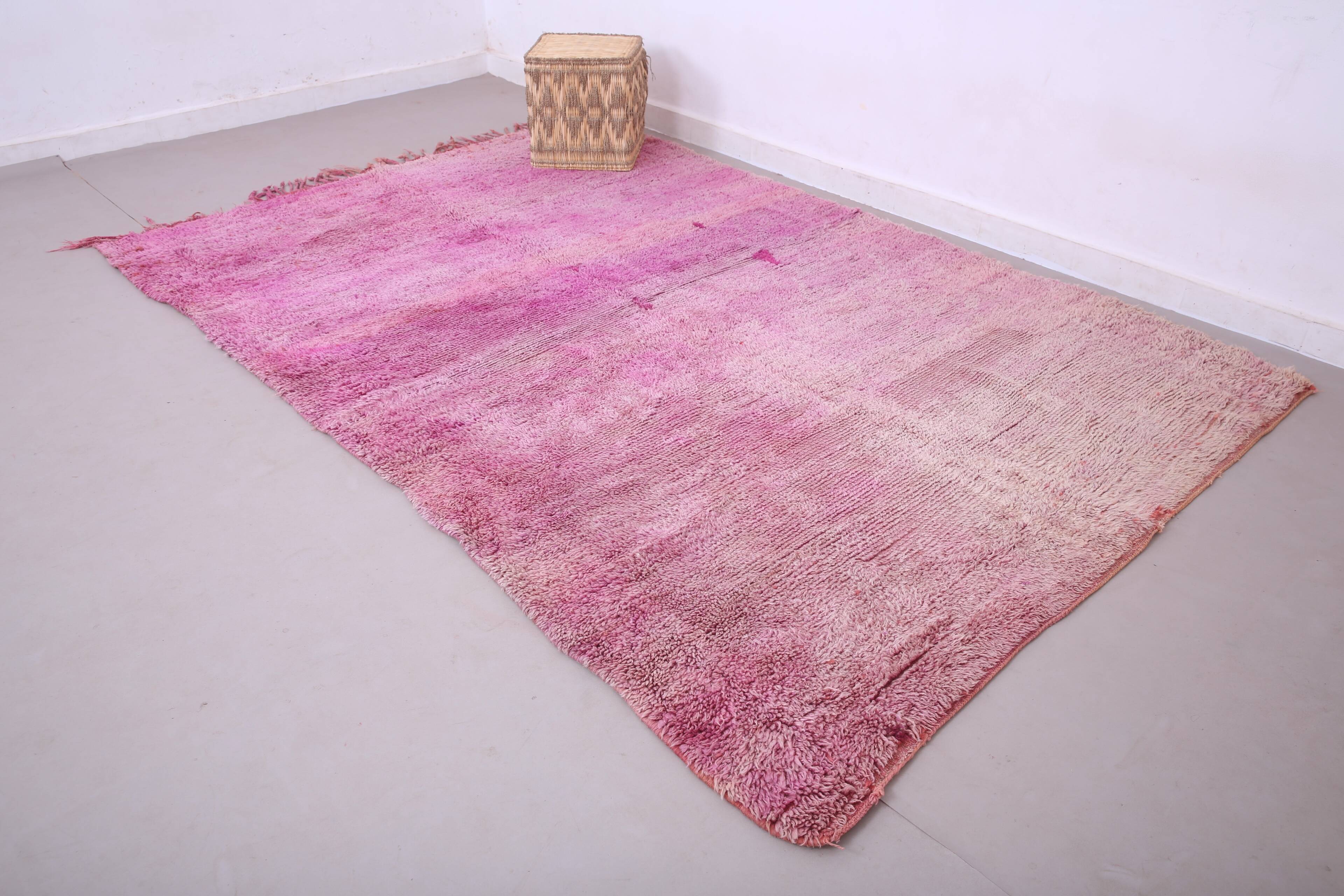 Tapis marocain vintage violet 197 x 296 cm - Tapis en laine berbère - Tapis fait main