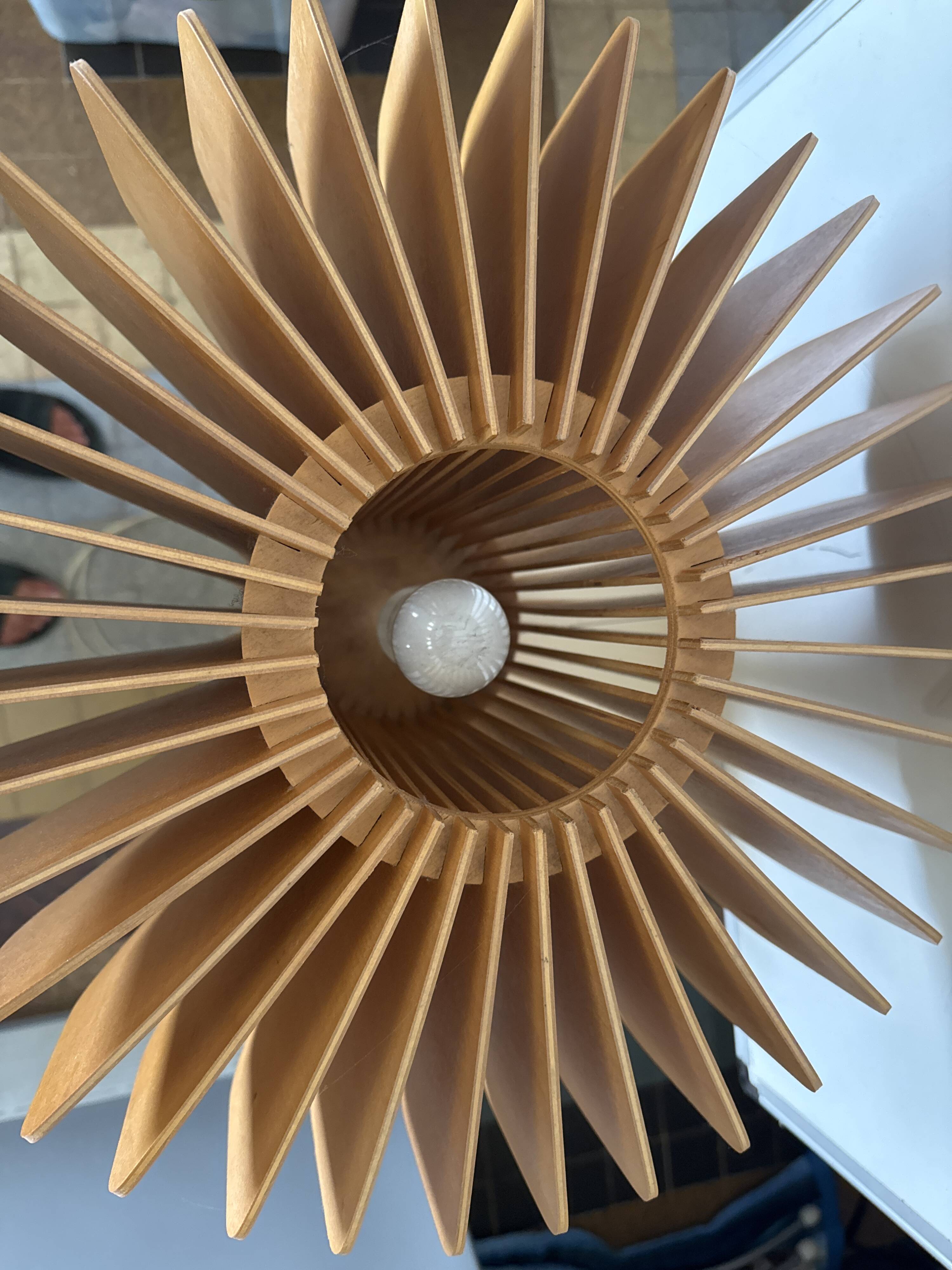 Lamps with natural wooden slats