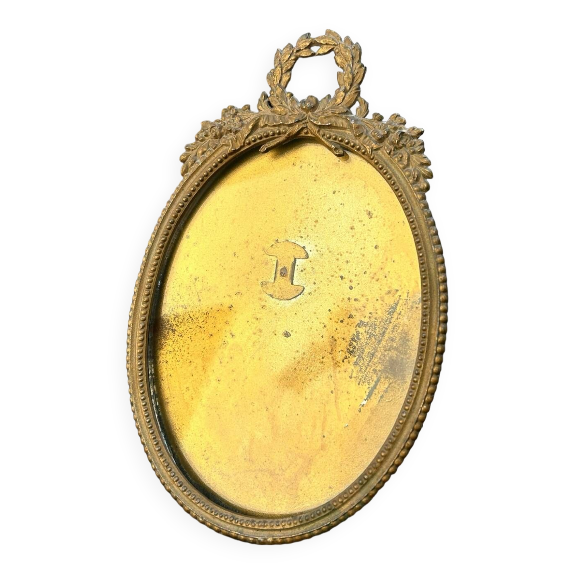 old photo frame, to stand, brass medallion, Louis XVI style, classic chic