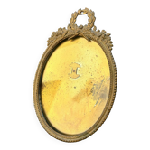 Ancien cadre photo à poser, médaillon en laiton, style Louis XVI