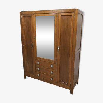 Armoire mid-century grand miroir, penderie et commode