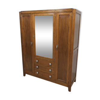 Armoire mid-century grand miroir, penderie et commode