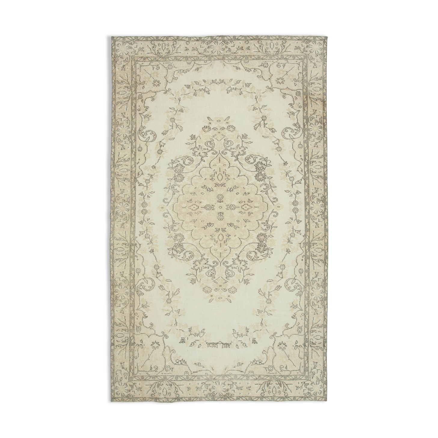 Handwoven anatolian beige carpet 174 cm x 294 cm