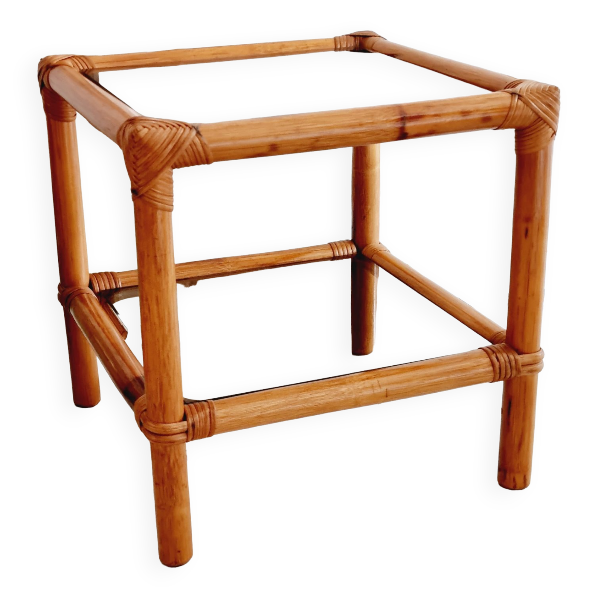 Rattan and smoked glass table