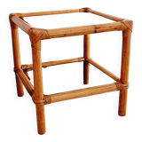 Rattan and smoked glass table