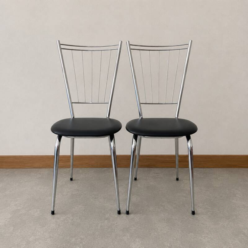Paire de chaises métal  - simili