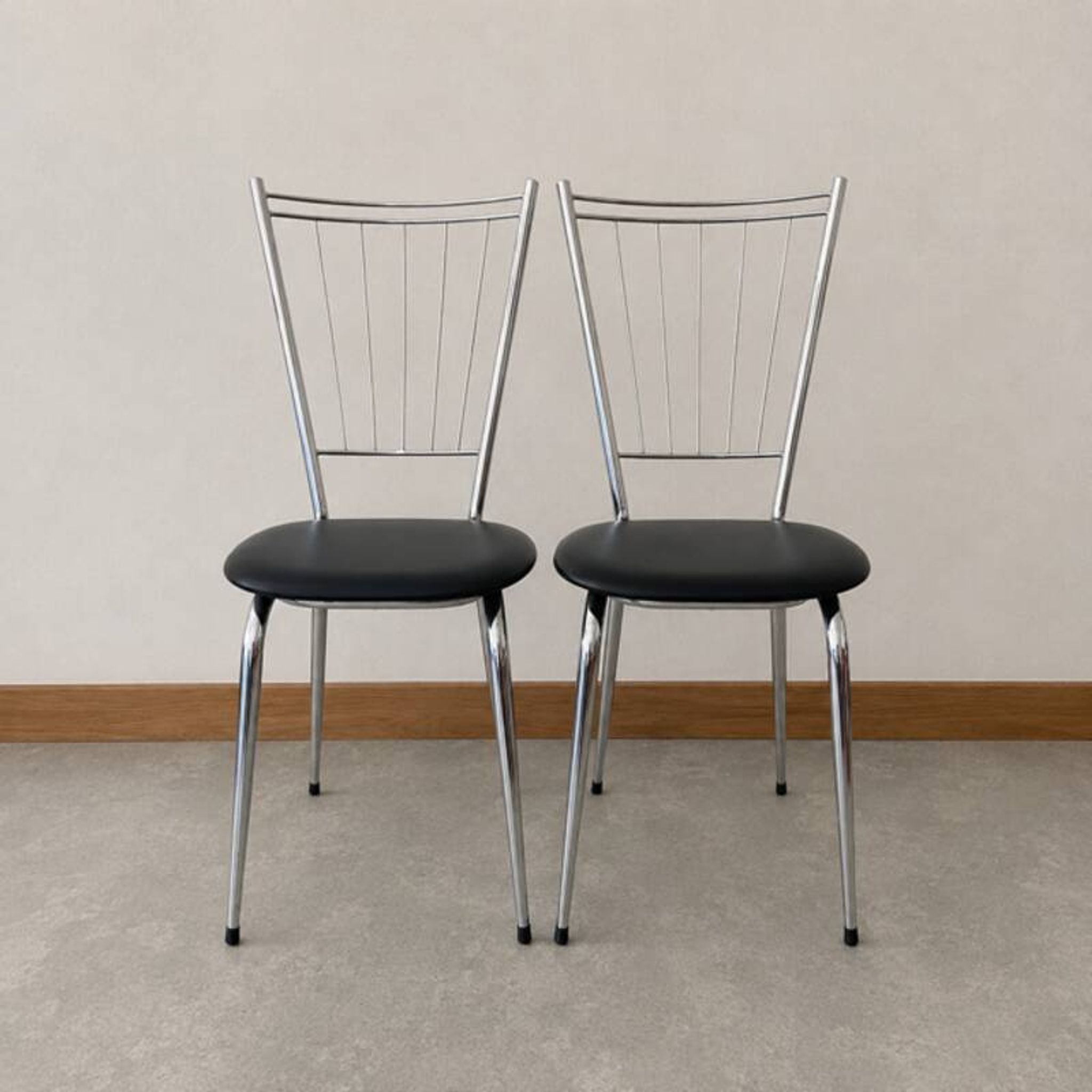Pair of metal chairs - faux leather