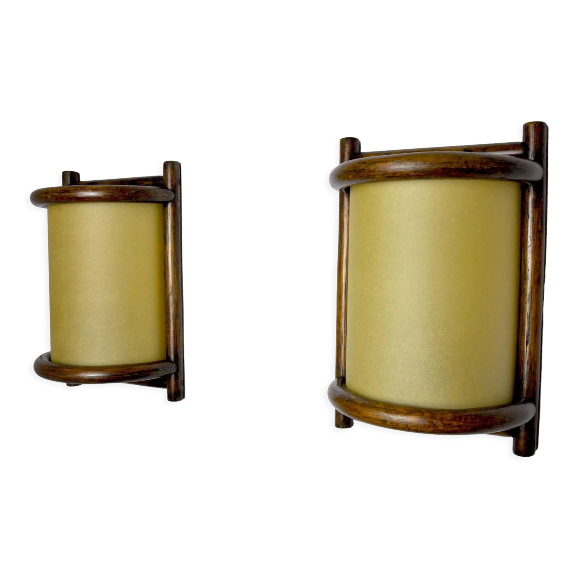 Pair of rattan wall lights France 1960