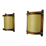 Pair of rattan wall lights France 1960