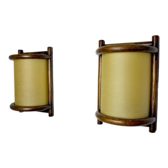 Pair of rattan sconces France 1960