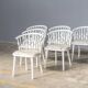 Matte white painted beech chair with upholstered seat in fabric 1970