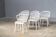 Matte white painted beech chair with upholstered seat in fabric 1970