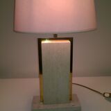Travertine and gilded brass table lamp by Camille Breesch Belgium 1970