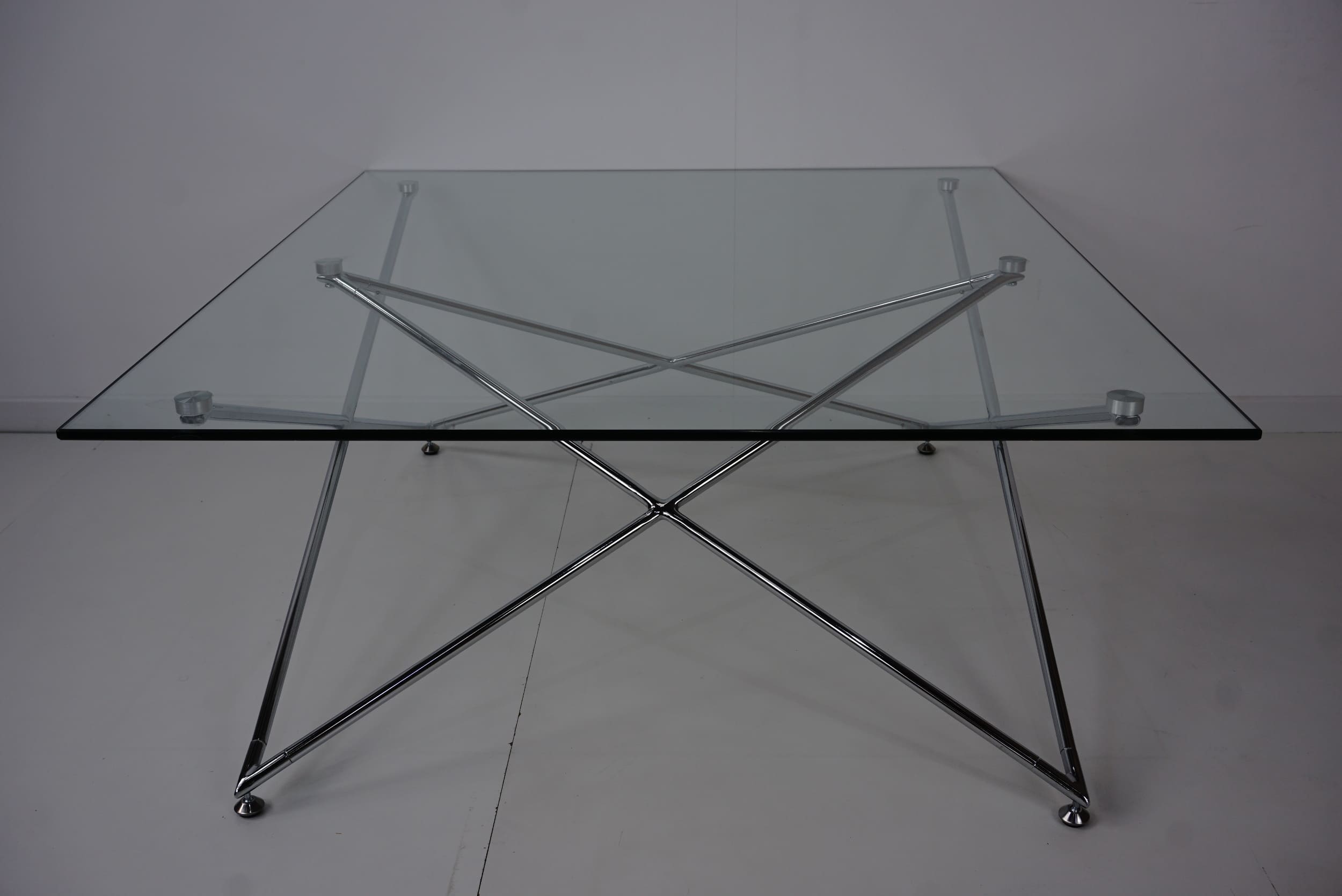 Glass and chrome coffee table