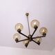 Angelo Brotto gold-plated brass chandelier with 6  globes, Italy 1960s