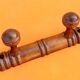 Wall coat rack with 2 coat hooks Turned wood