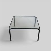 Large coffee table in glass and metal, Italy 1970s.
