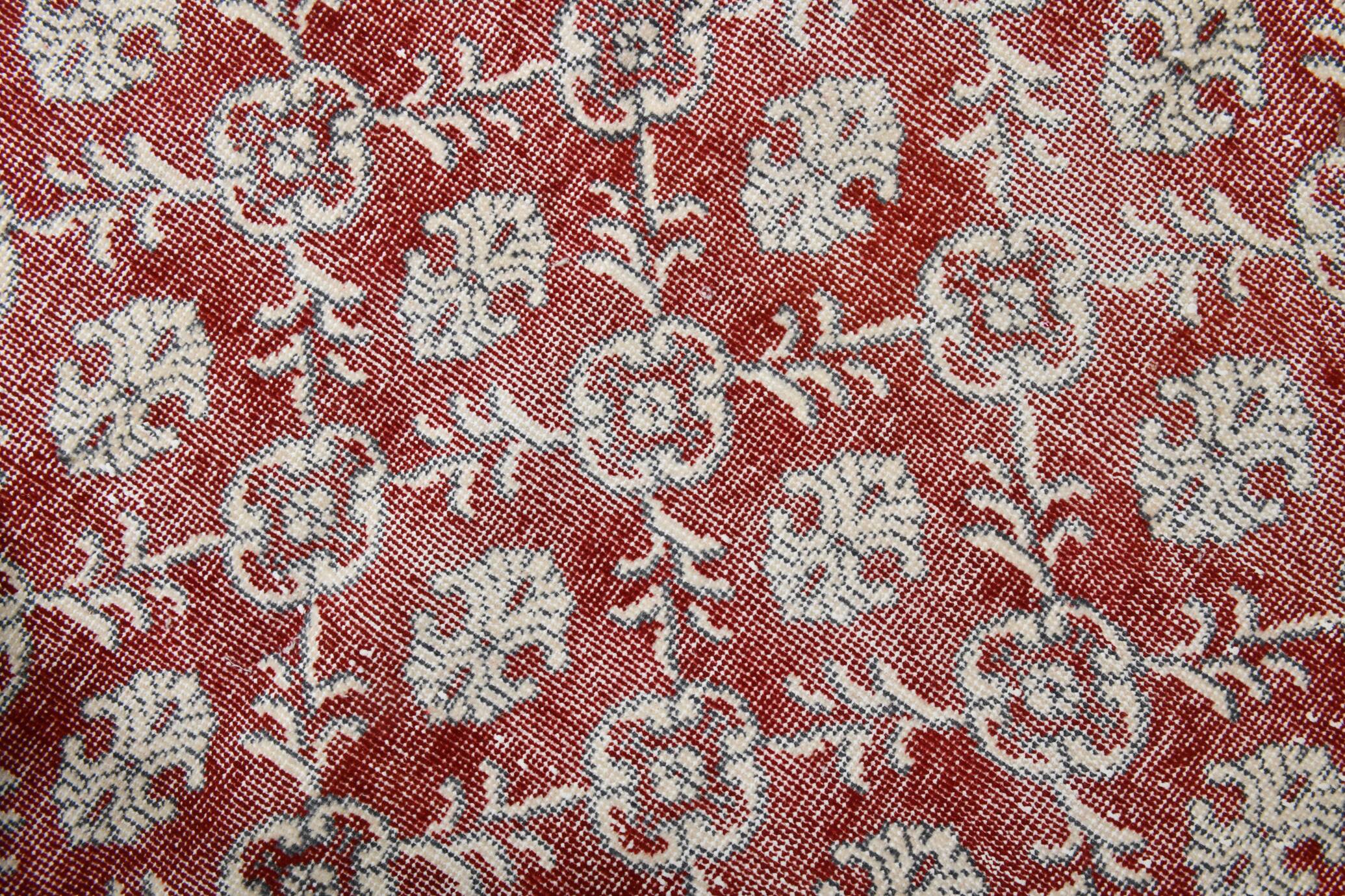 7x11 Brick Red & Beige Persian Vintage Rug, Floral Bohemian Decor,207x333Cm