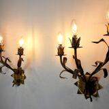 Pair of floral wall lamps Italy, 1950