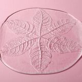 Large Kosta Boda Glass Cheese Platter: Vintage Leaf Design by Wärff / 1975