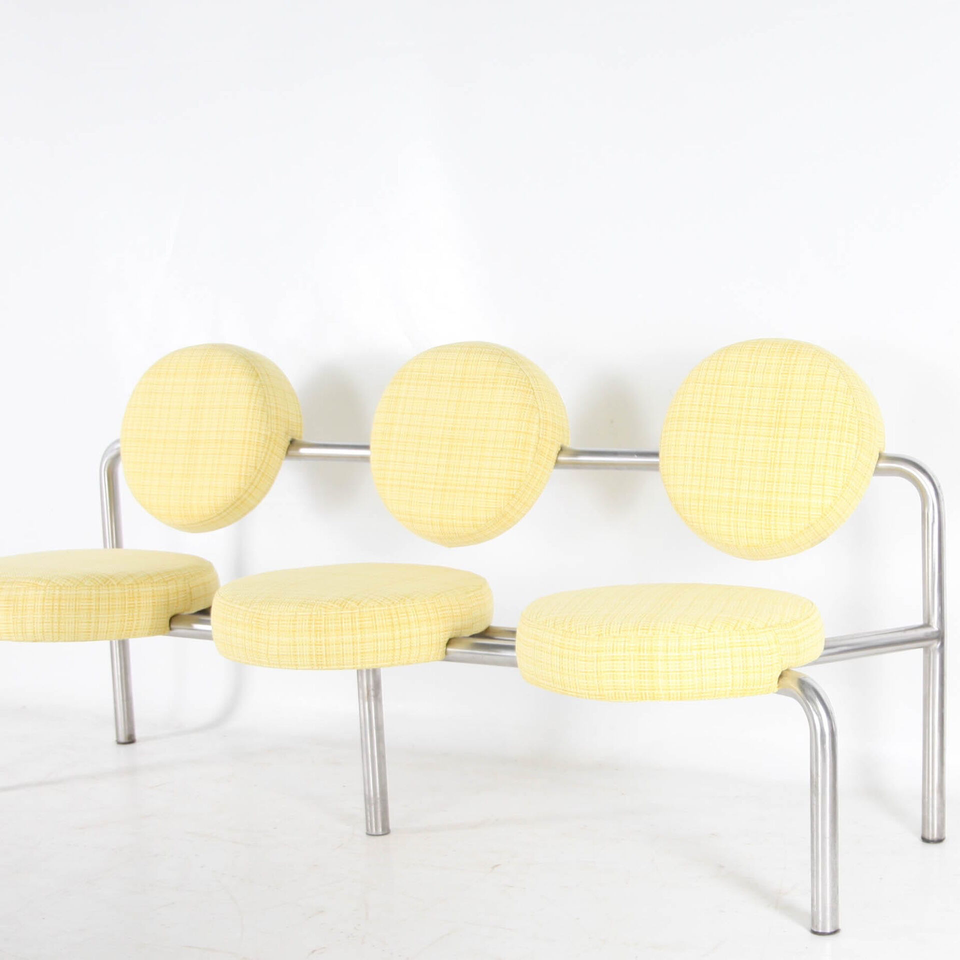 Chrome and fabric bench