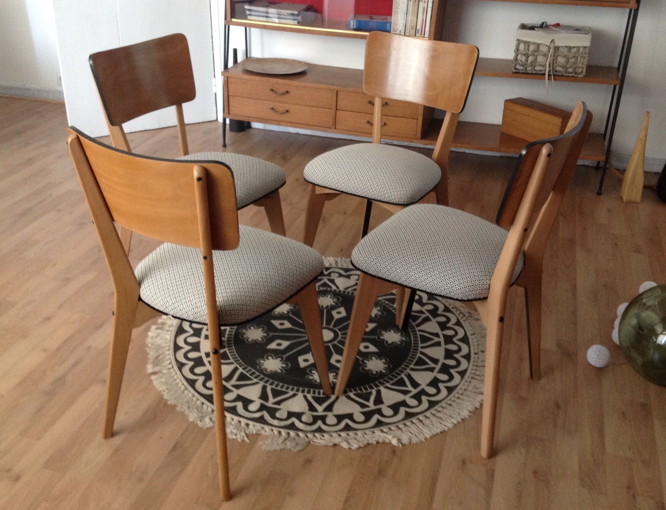 Set of 4 restored chairs, 1950s