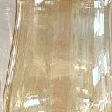 Duo of Tealight Holders Vases Candle Holders on Stand Blown Crystal Glass Amber