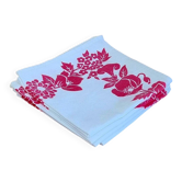 4 serviettes de table vintage blanches à fleurs roses