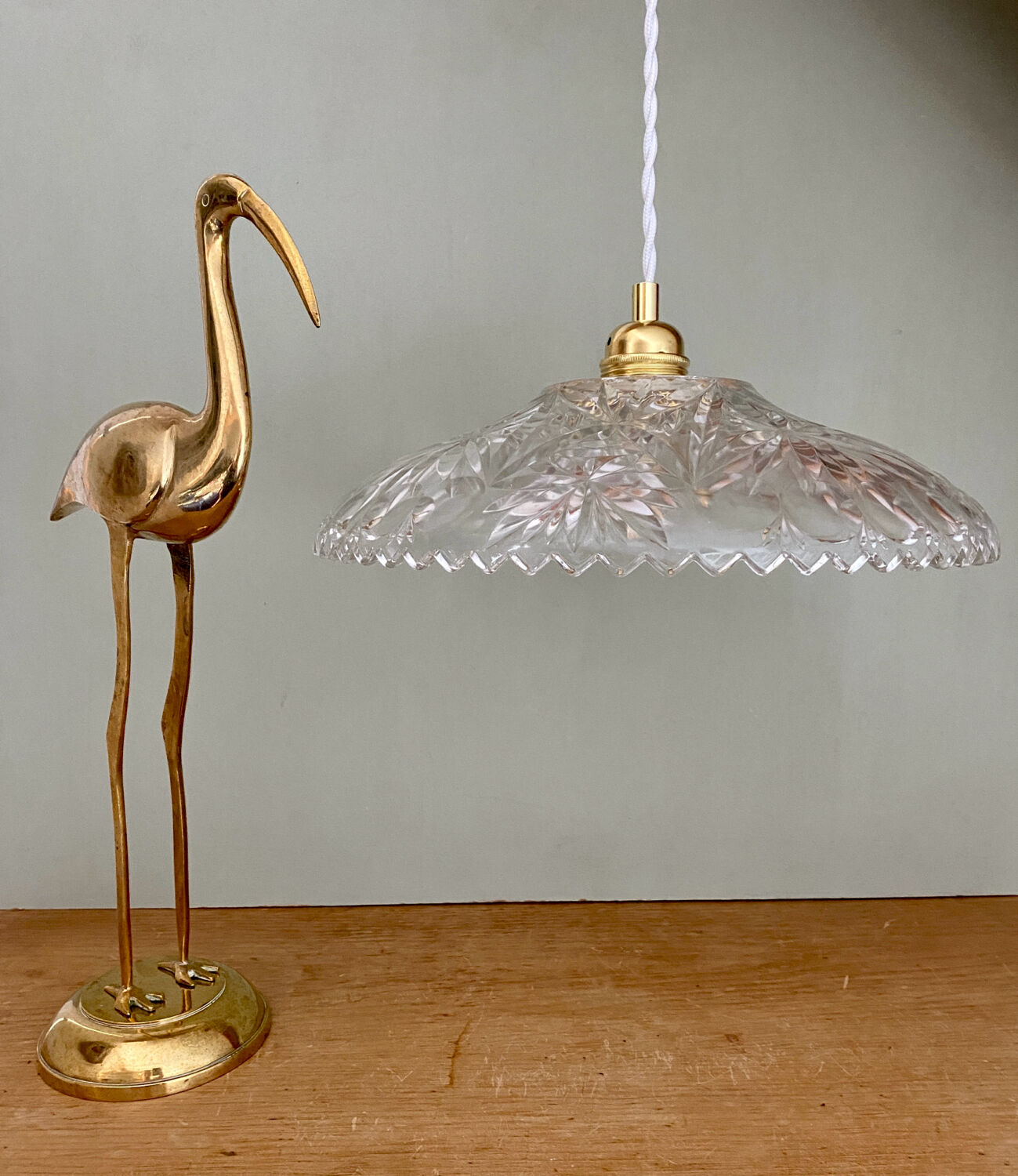 Vintage glass lampshade pendant light - tableware collection -