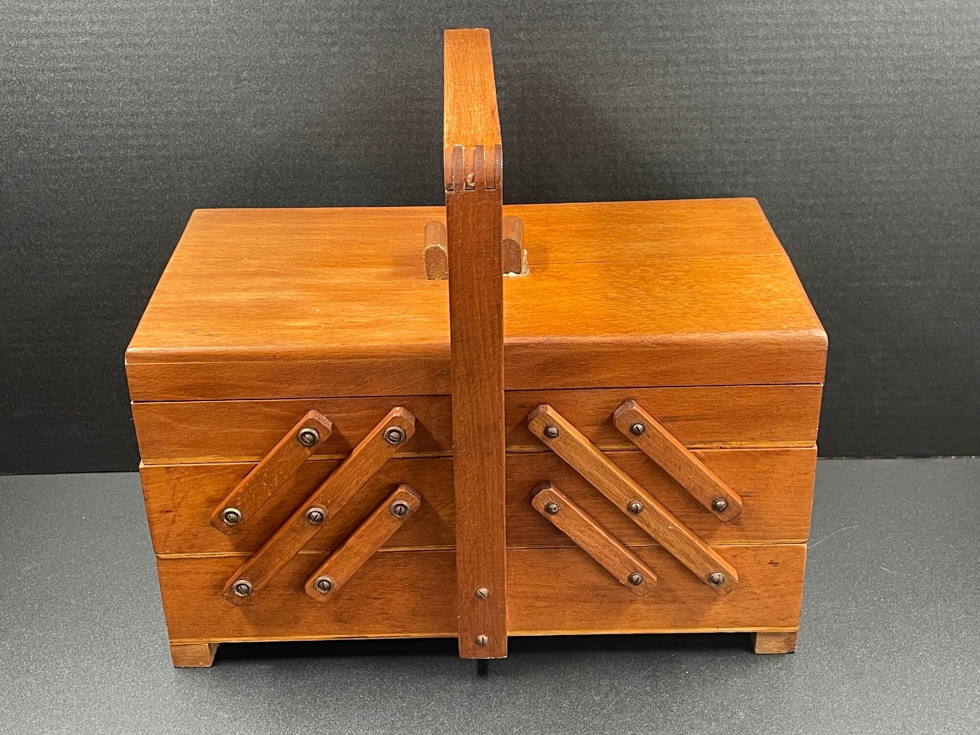 Cute little worker or vintage wooden sewing box