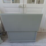 Toy chest on wheels patinated green of gray