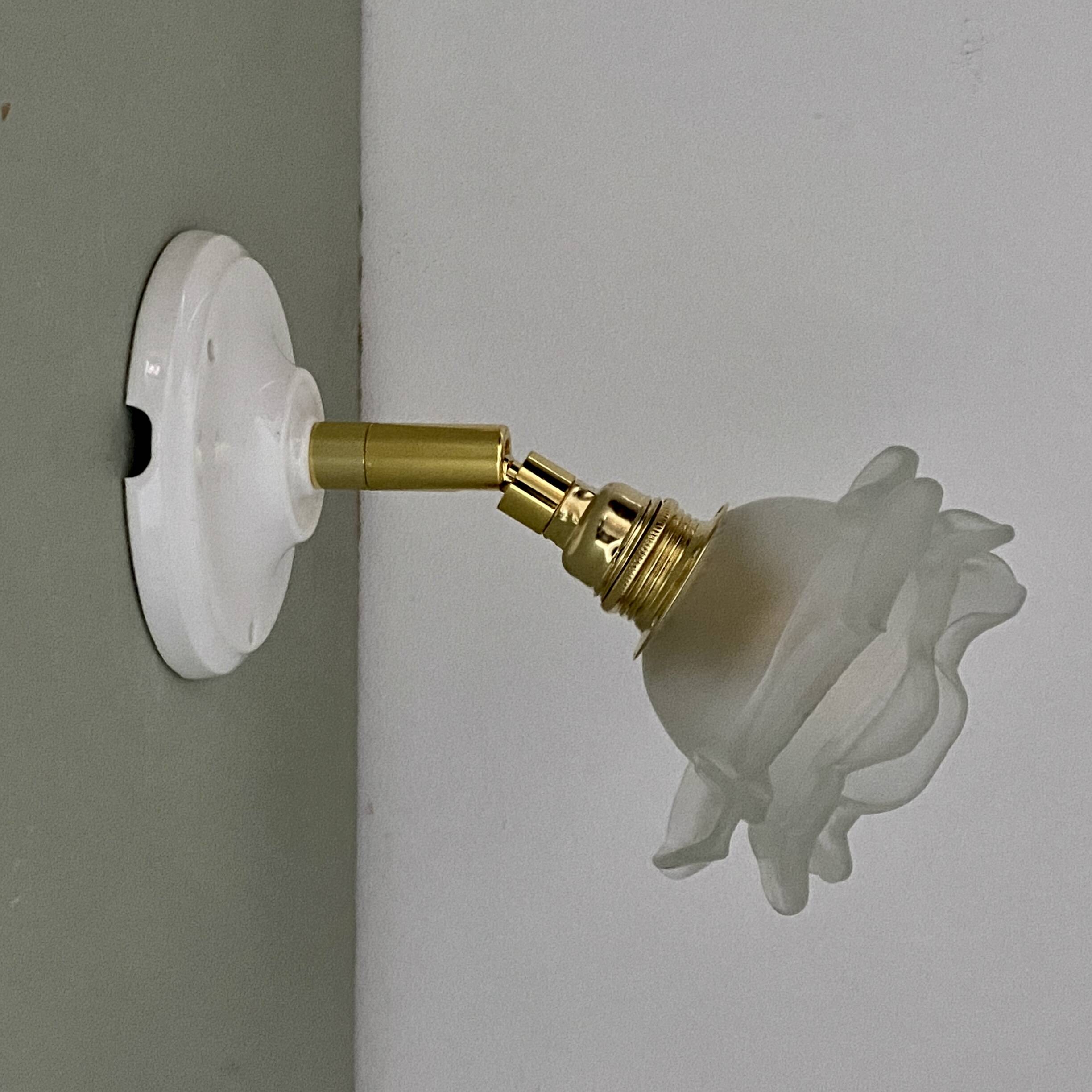 Vintage tulip wall lamp in frosted glass in the shape of a flower