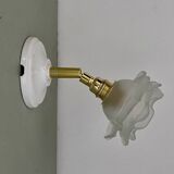 Vintage tulip wall lamp in frosted glass in the shape of a flower