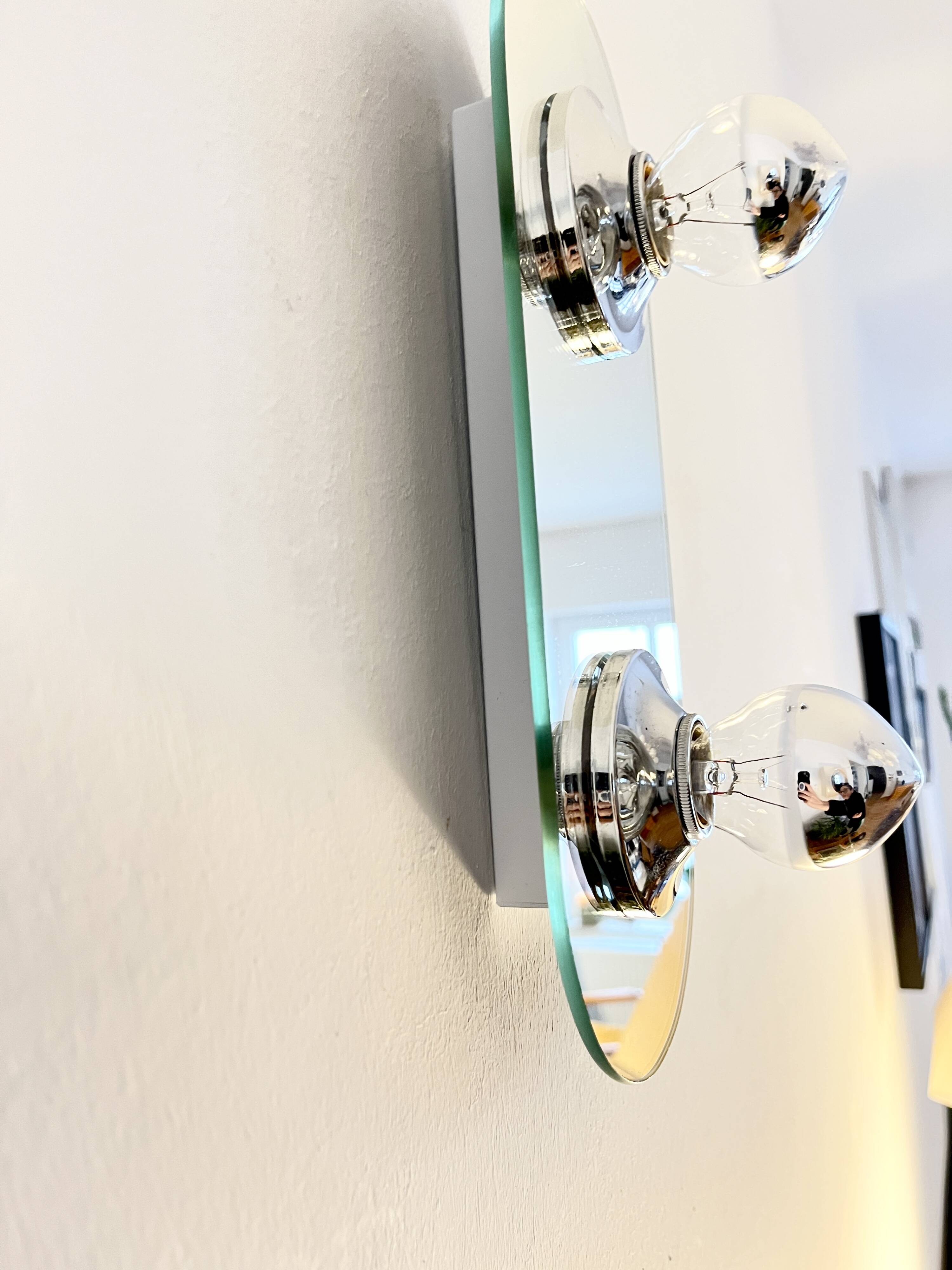 Vintage eglo wall lamp, mirrored glass & metal sconce, germany, 1980s