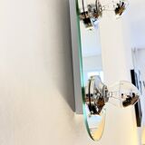 Vintage eglo wall lamp, mirrored glass & metal sconce, germany, 1980s