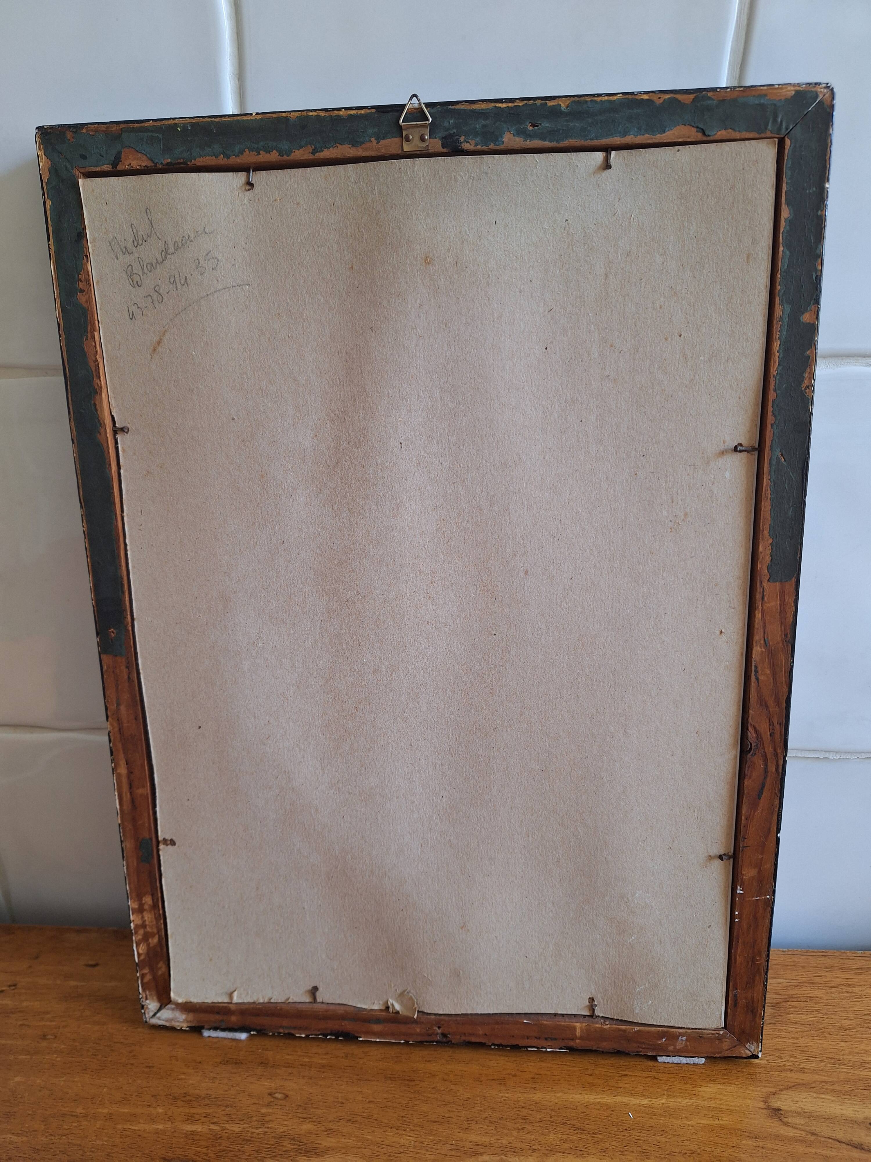 Painting signed on paper framed under glass